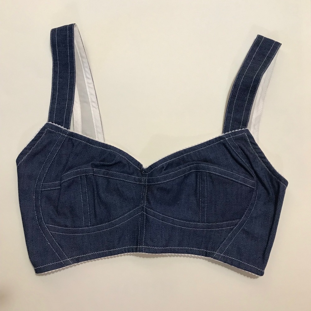 Dolce & Gabbana Blue Denim Crop Top